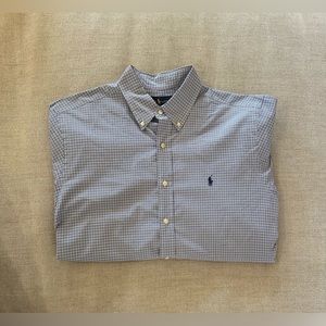 Polo Ralph Lauren Classic Fit Vintage Button Down Oxford In Blue Mini Check 16.5